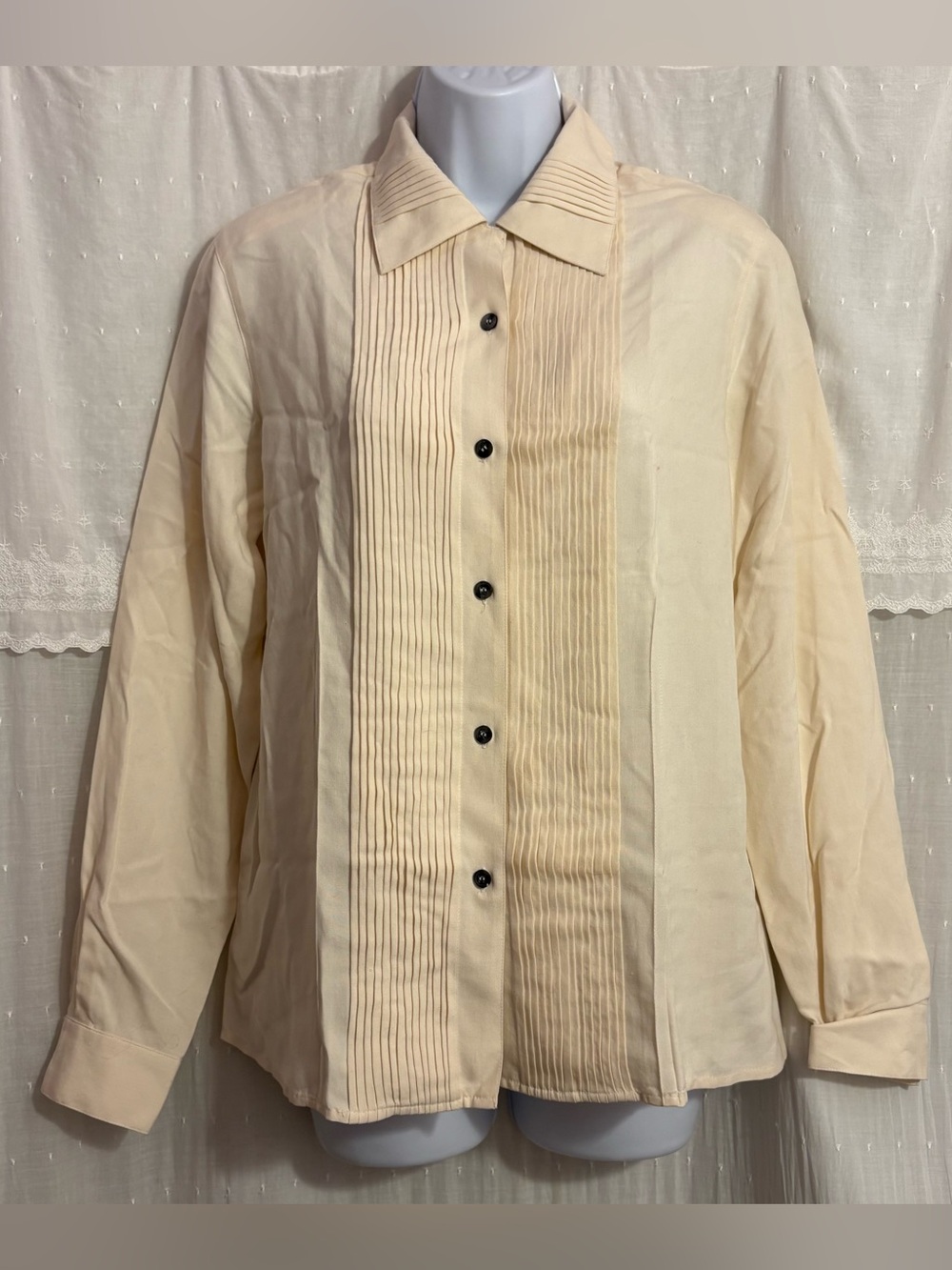 Evan Picone Silk Pinch-Pleated Blouse
